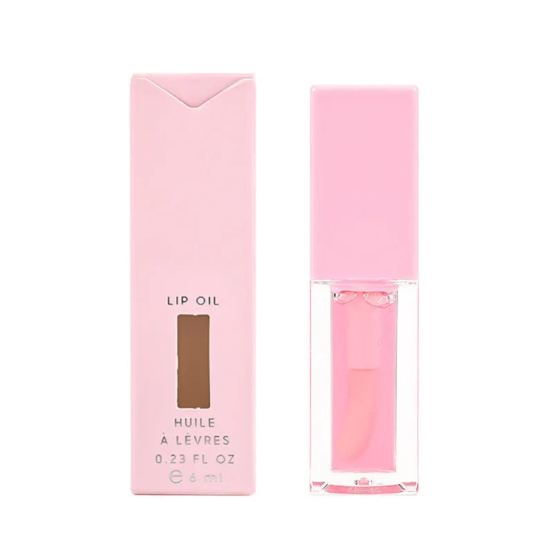 Set of six transparent lip gloss tubes in fruity flavours including cherry and watermelon