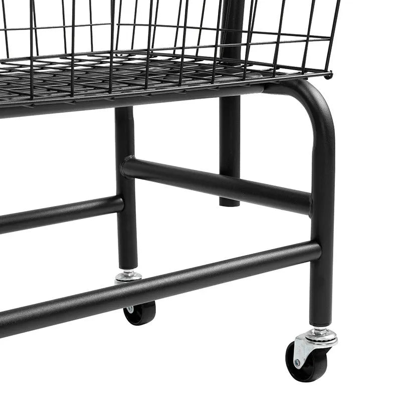 Iron single rod pulley storage car on wheels in black or white colour.