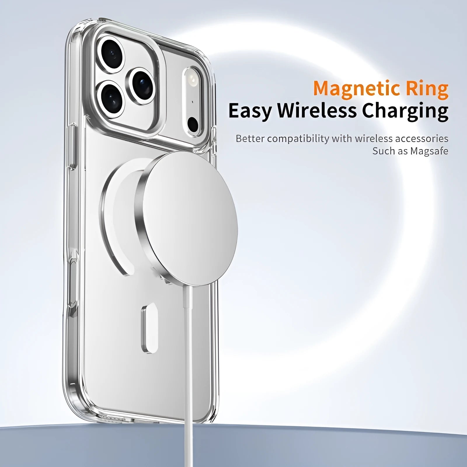Transparent magnetic protective case for iPhone 17 Pro Max with frosted matte finish
