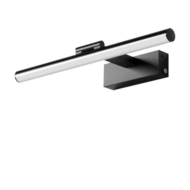 Wiring free rechargeable mirror headlight in black metal with remote control 400mm USB