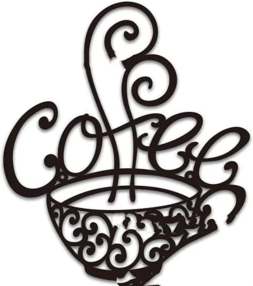 Black iron English letters silhouette wall decoration on white background
