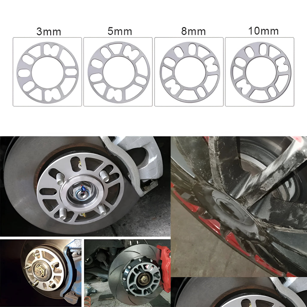 Aluminium automobile wheel hub widening gasket spacer for brake clearance in multiple thickness options
