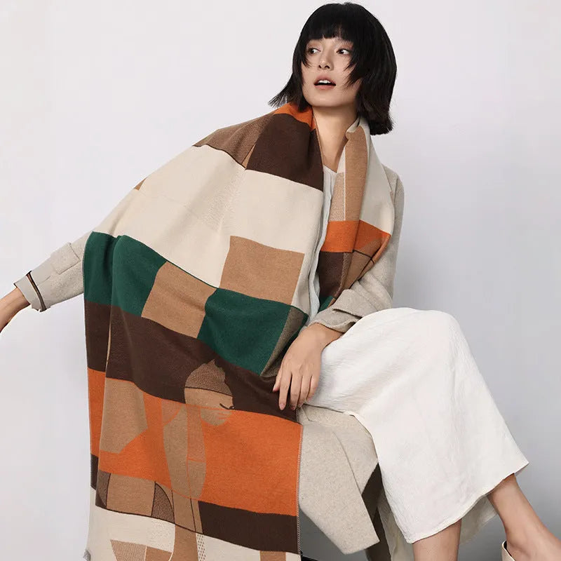 185x65cm imitation cashmere scarf in European style available in eight autumn colours