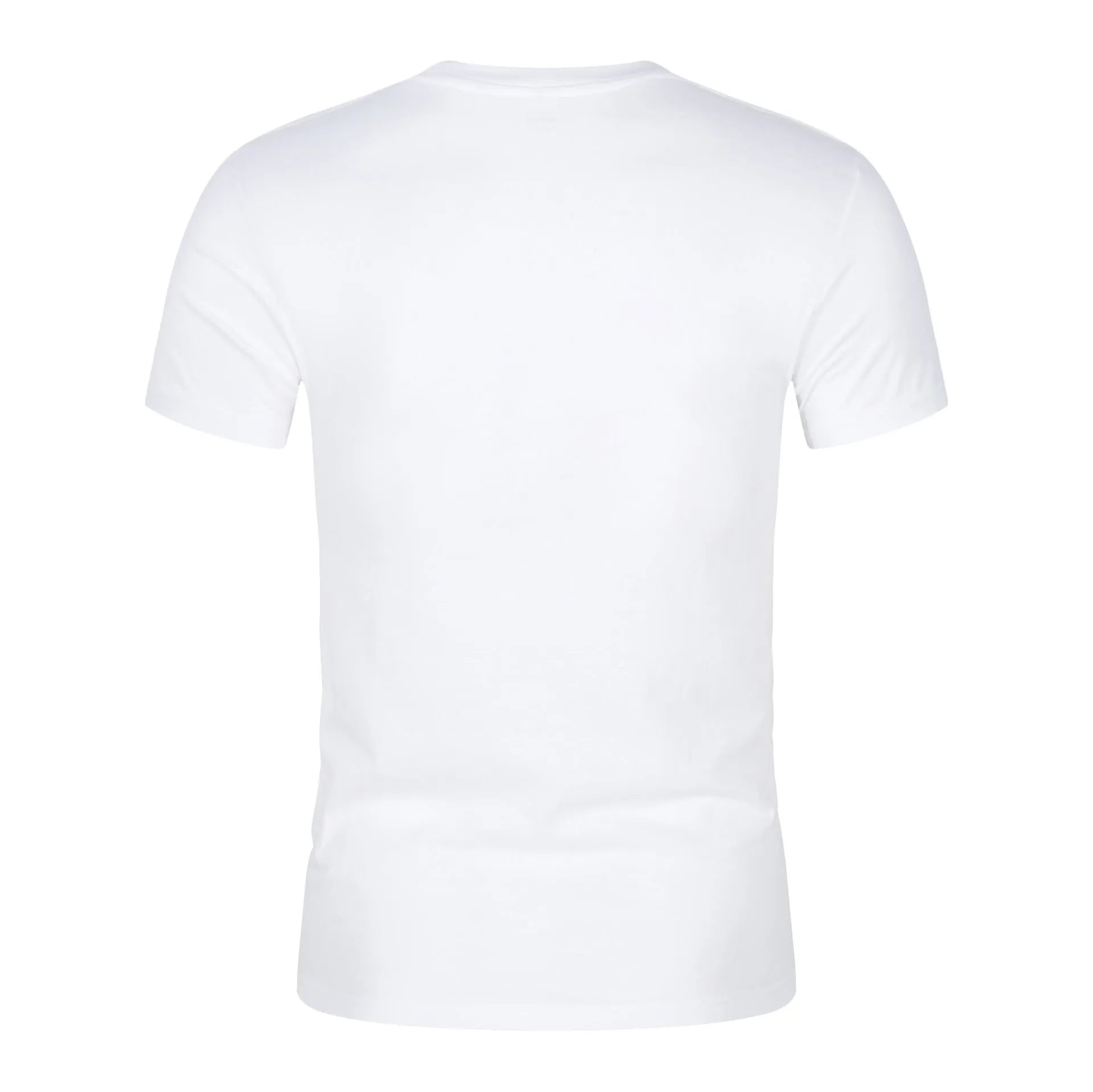 Men's solid colour short sleeve cotton t-shirt on a hanger in white and black.