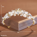 Gold and silver alloy pearl crown headdress for women's weddings and formal occasions