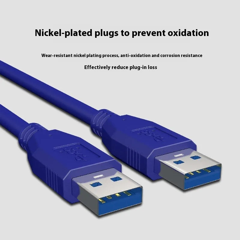 USB 3.0 public-to-public data cable with nickel-plated connectors for external hard drive connection.