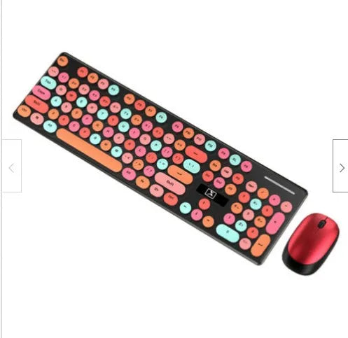 Xinmeng N620 Vibrant Yellow Mixed Colour wireless keyboard and mouse set on a desk.