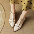 French retro Roman closed toe sandals for women in first layer cowhide, colour apricot