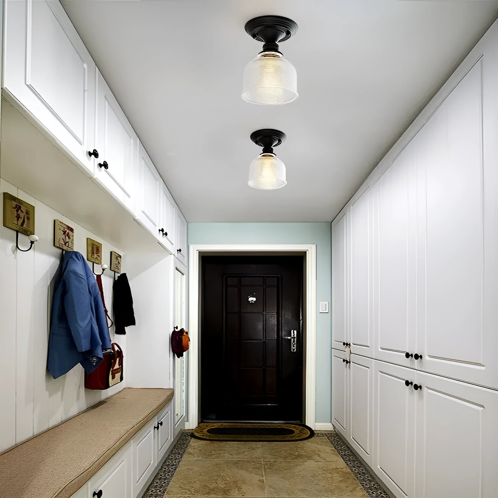 American retro single-head glass pendant ceiling lamp with 220V voltage
