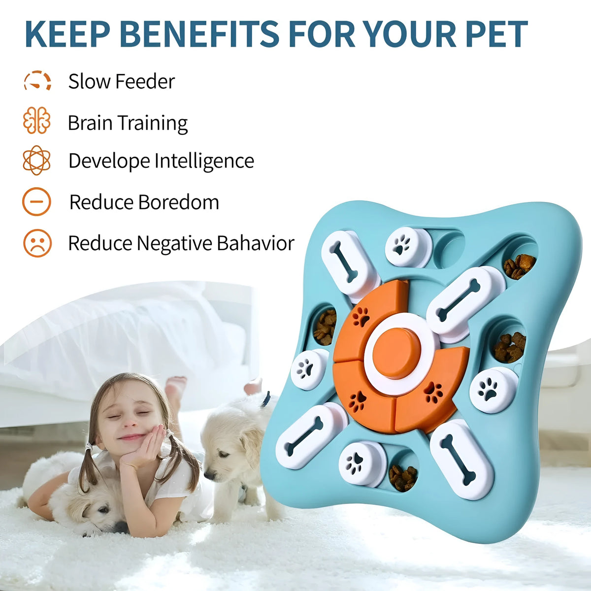 Light blue ABS interactive dog toy with vocalisation feature, compact handheld pet toy for play