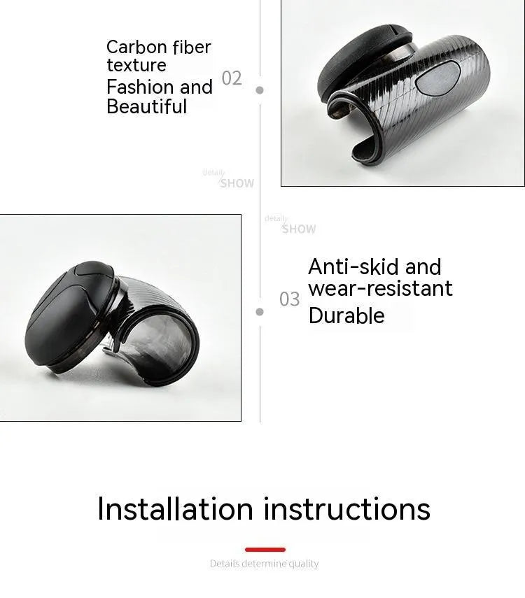 Black silicone steering wheel assistance ball with metal bearing booster installed on car steering wheel
