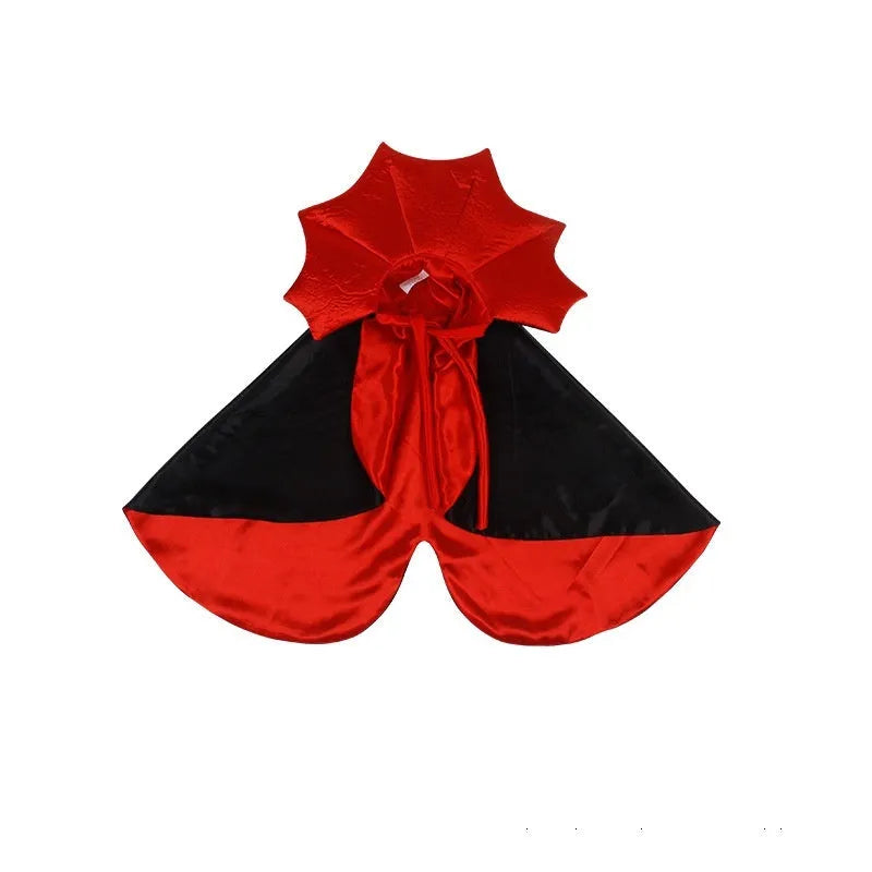 Black and red Halloween pet costume for cats and dogs with free-size polyester construction