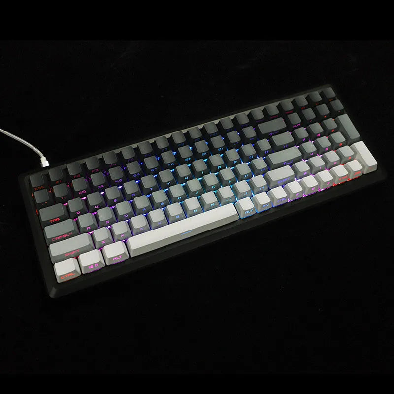 Dual colour gradient PBT dip dyed transparent OEM keycaps for mechanical keyboards, 108 123 134 key options