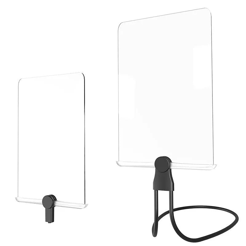 Black large screen magnifying glass with 5x magnification, 240x170mm acrylic lens and flexible silicone hose stand.