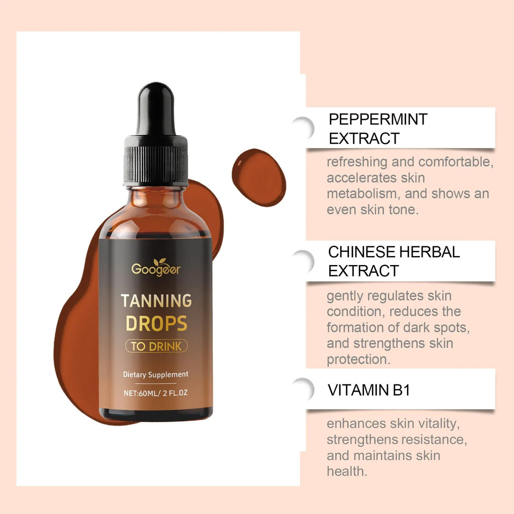 Googeer Tanning Drops To Drink Body Treatment 60ml bottle for body care and sunless tanning.