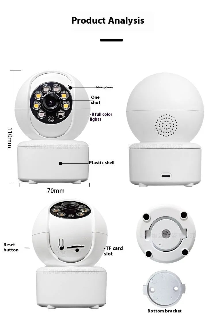 1080p HD Wi-Fi Bluetooth home security camera with panoramic view and ceiling mount bracket