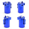 Car modification aluminium alloy engine oil breather pot in red, blue, black, and silver colours.