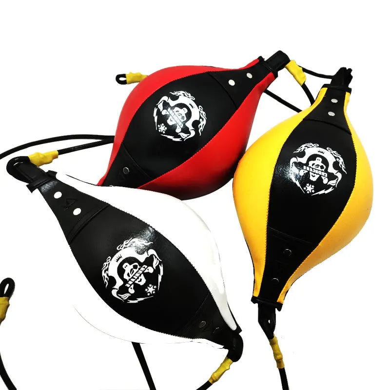 Black and red diamond pattern PU boxing speed ball with inflator and needle for Muay Thai training