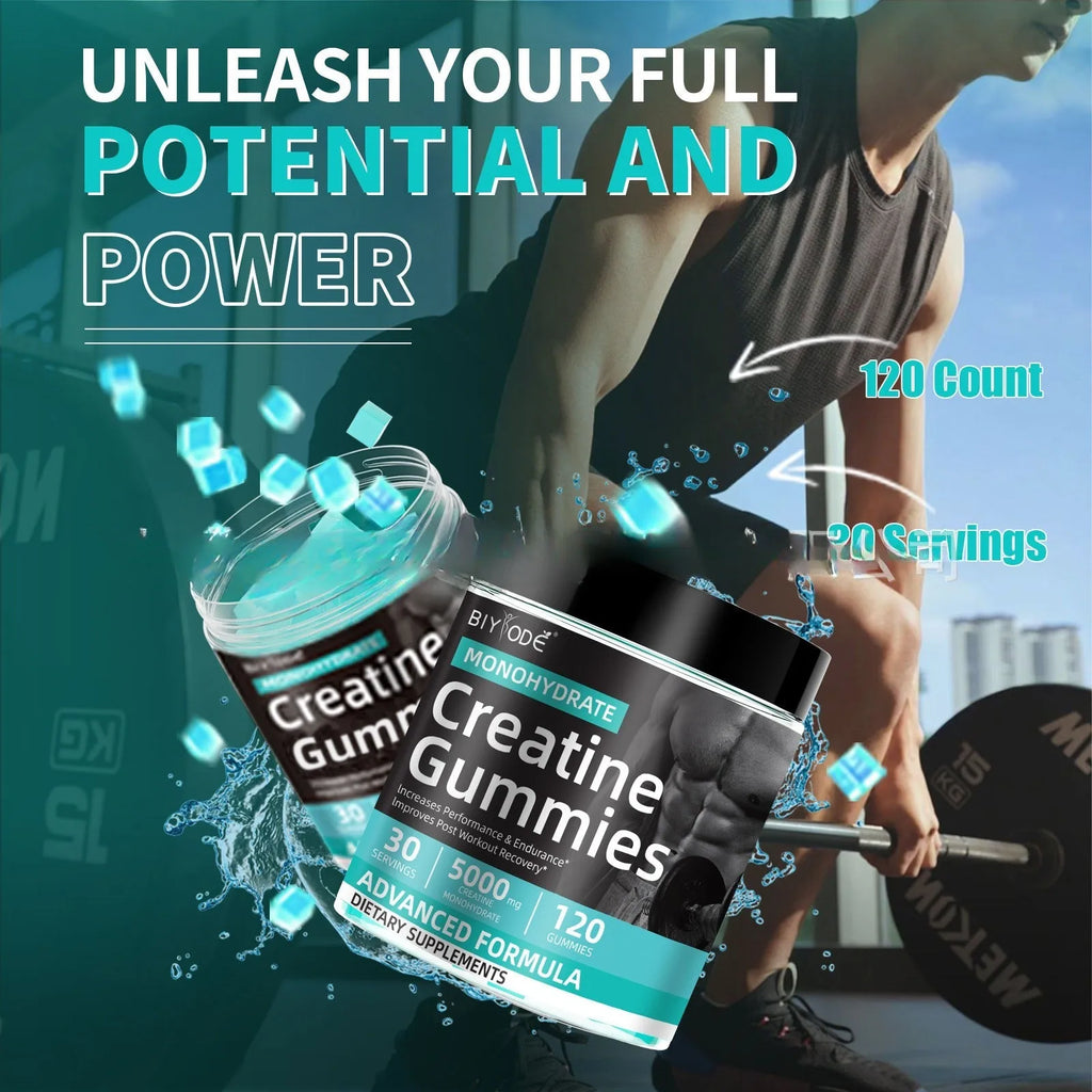 Bottle of Water Creatine Jelly 120 Tablets sports supplement for men and women