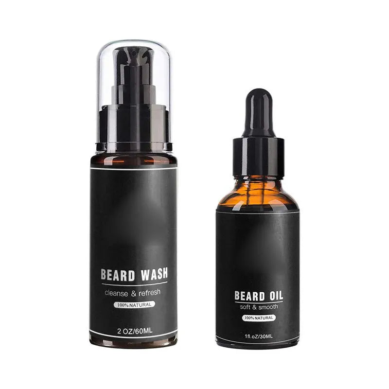 Men's beard grooming kit with beard roller, cleaning disinfectant and 30g moisturising product, colour Suit, style A