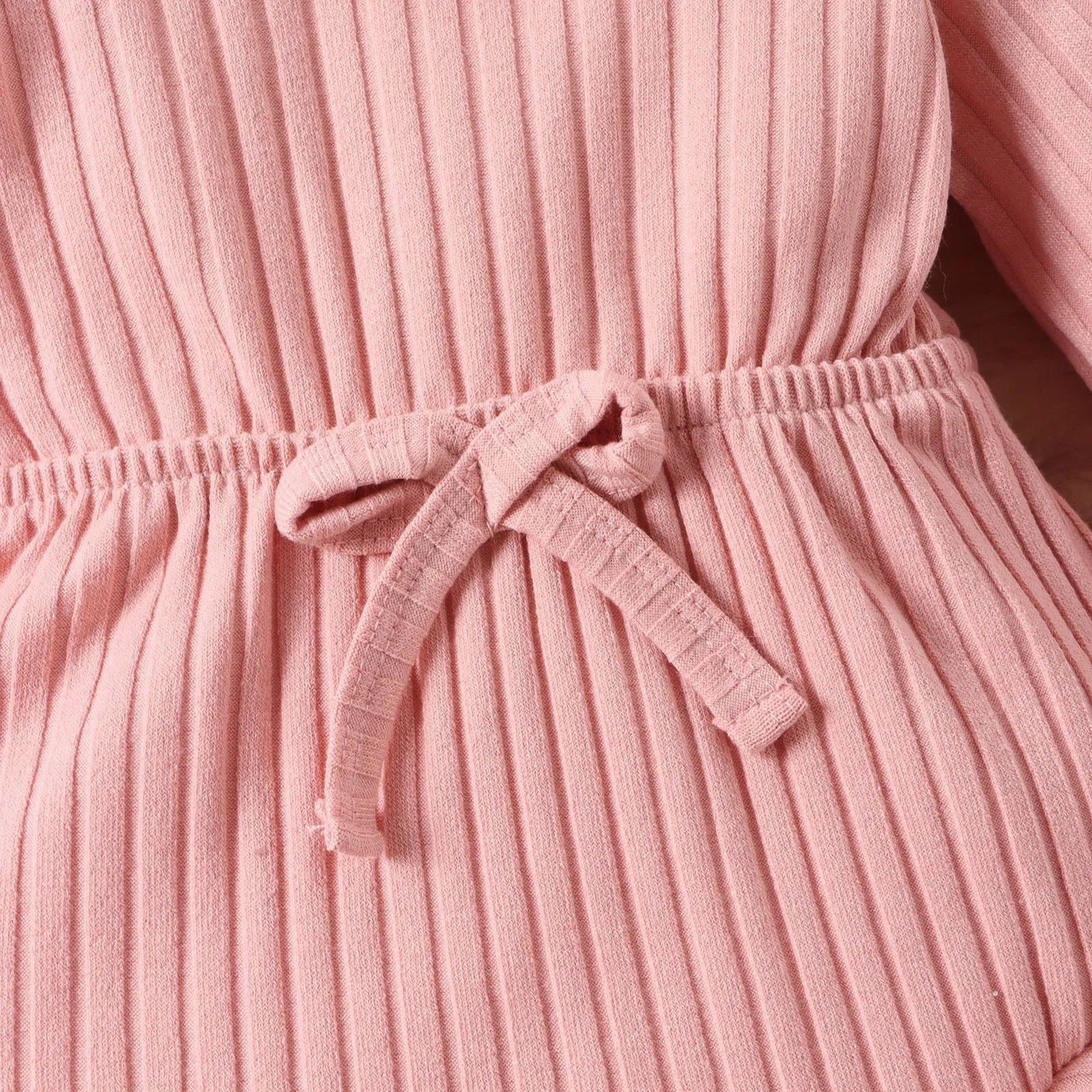 Baby girl long sleeve striped cotton romper with headscarf in white, pink, and brown options