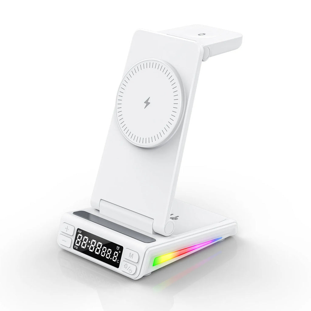 Five-in-one folding wireless charger with PD charging, magnetic charging, digital display, 2A output, white or black