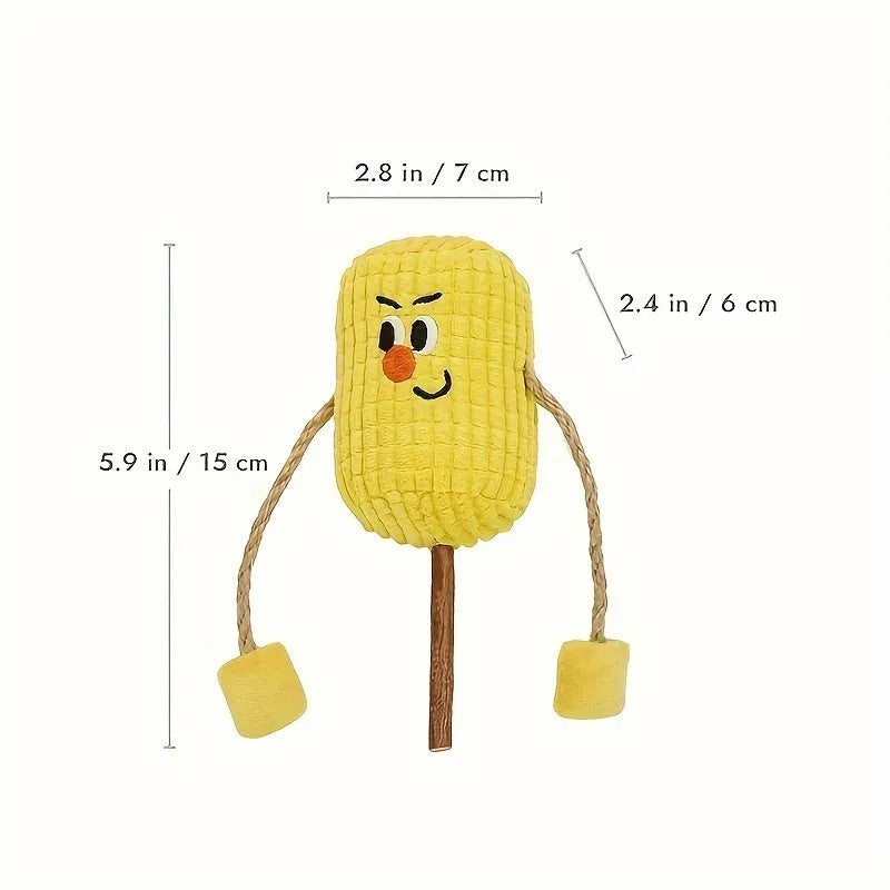 Polished corn cob wood cat toy for dental care measuring 7cm long with natural ridges