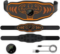 Orange and blue rechargeable EMS smart massage belt with arm and leg pads