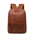 Men's vintage waterproof PU leather backpack in solid colour with retro style, capacity 20-35 litres