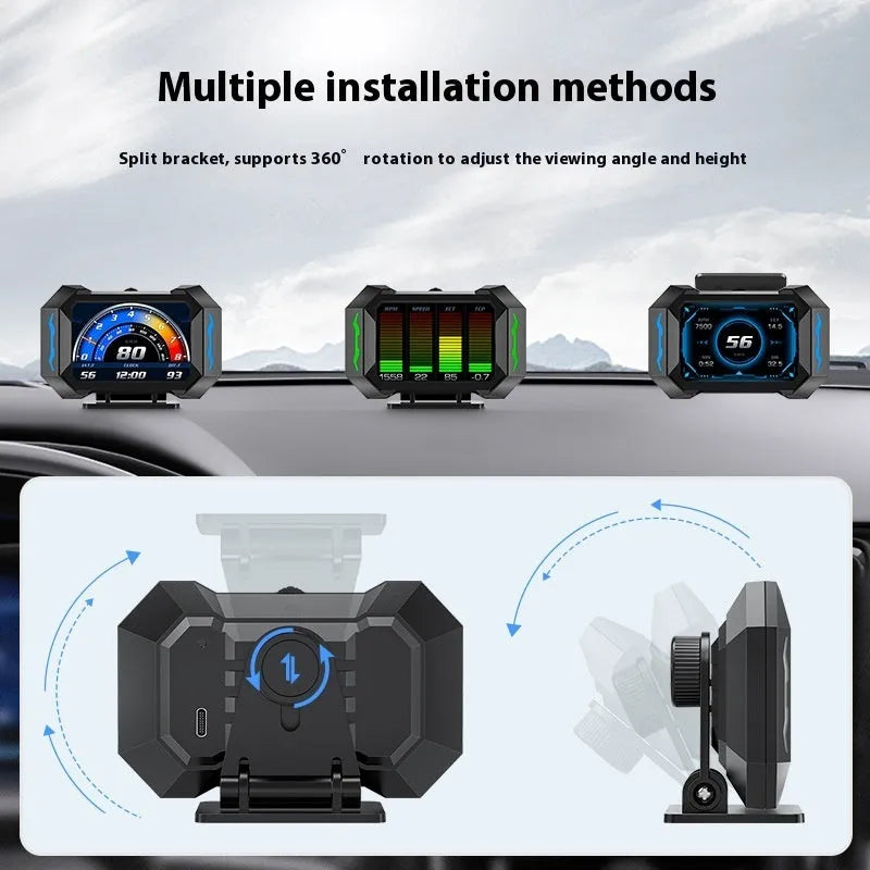 Head-up display car LCD code meter in black PC ABS housing projecting speed data
