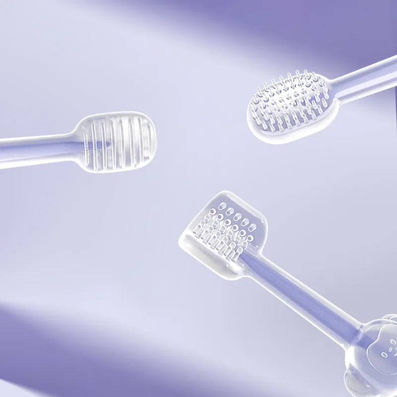 Blue silicone finger pet toothbrush for cleaning dog and cat teeth