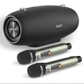 Black 60W Bluetooth karaoke speaker with strap, audio cable, and charging cable for square dance and family singing