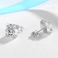 Bullhead artificial diamond women's stud earrings in platinum colour with geometric water-flow design