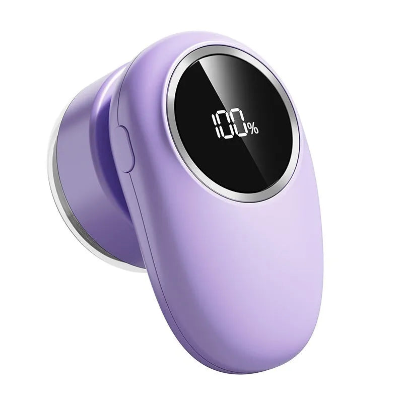 Digital display fur ball trimmer in beige or purple colour with multiple cutter head options