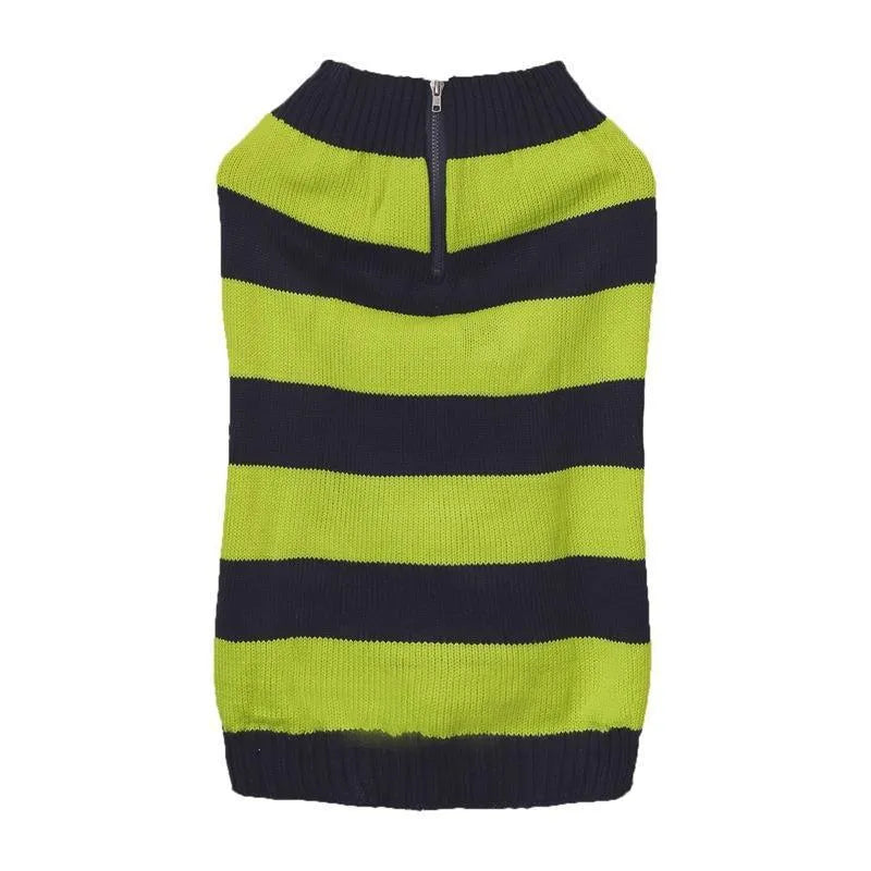 Dogs sweater with horizontal zipper and button pocket in contrasting colours