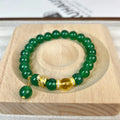 Green chalcedony and red agate wealth snake bracelet with geometric design for unisex wear