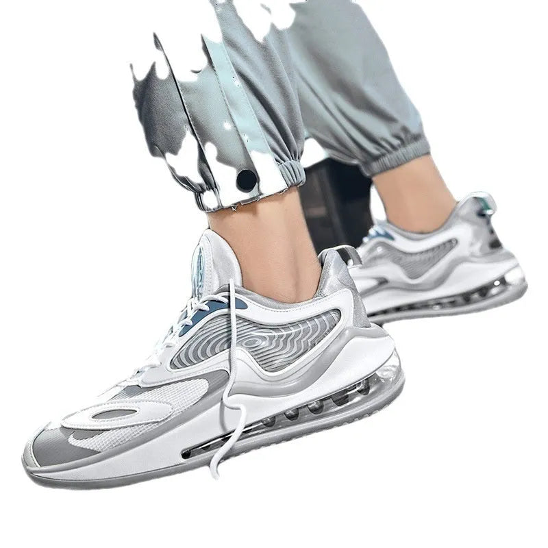 Men's summer air cushion casual shoes in Space Black with height increase feature and rubber sole