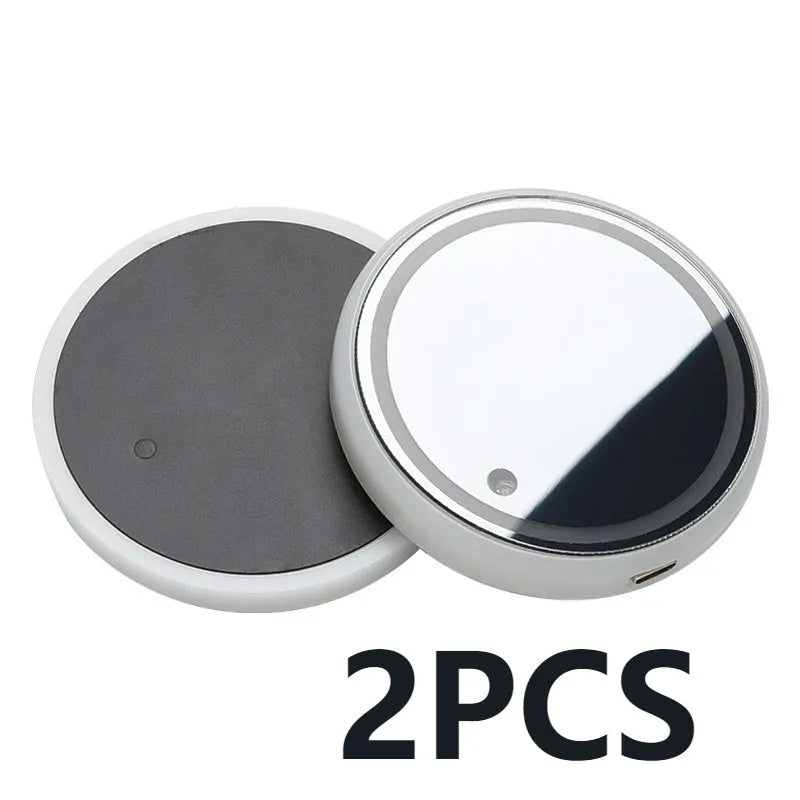 Colourful LED light-up coaster for car cup holder with solar panel and USB cable.