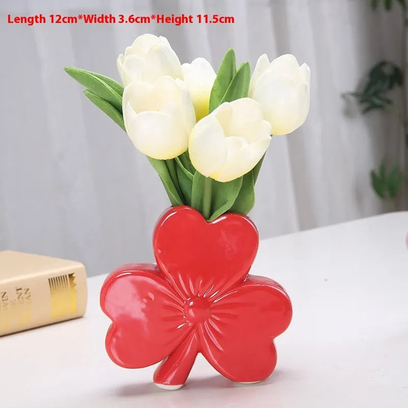 European style ceramic desktop vase in white porcelain with four colour options