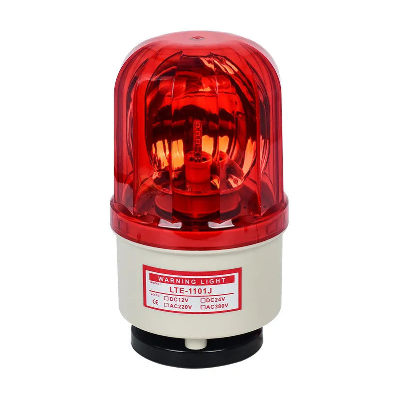 LTE-1101J industrial rotating warning light in red, yellow, or green with optional audible alarm