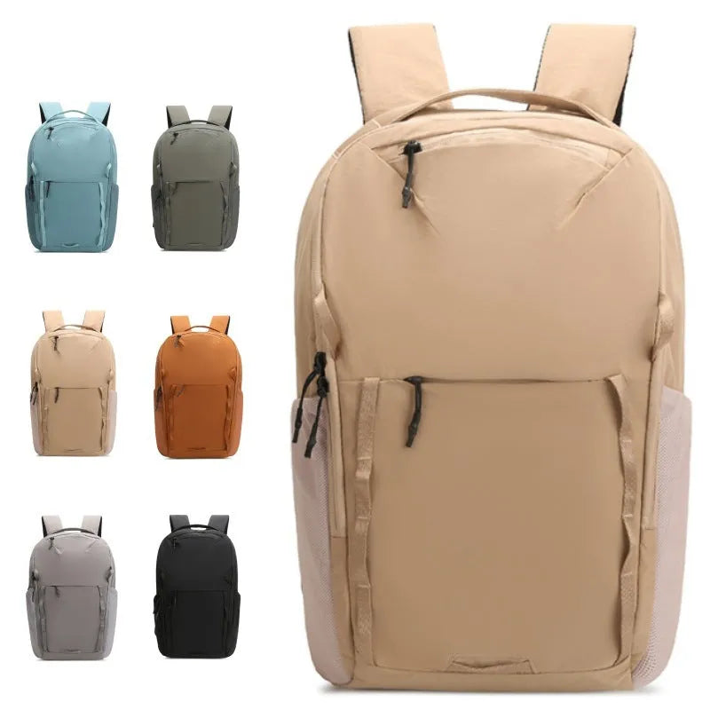 Waterproof Taslan composite cloth briefcase backpack in beige colour with curved shoulder strap