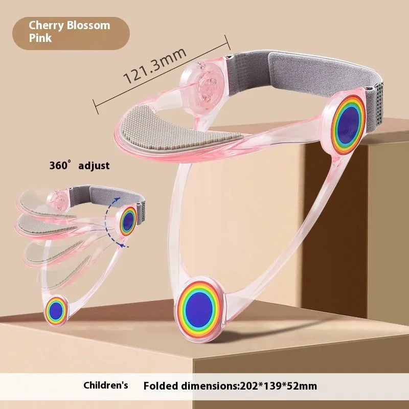 Adjustable neck brace for cervical spine support in blue, pink, or transparent for adult and children.