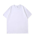 Men's heavyweight loose fit cotton t-shirt in solid colours showing short sleeves and pullover style.