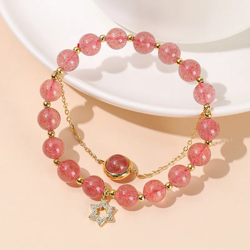 Green natural crystal jade bracelet for girls with handmade beads