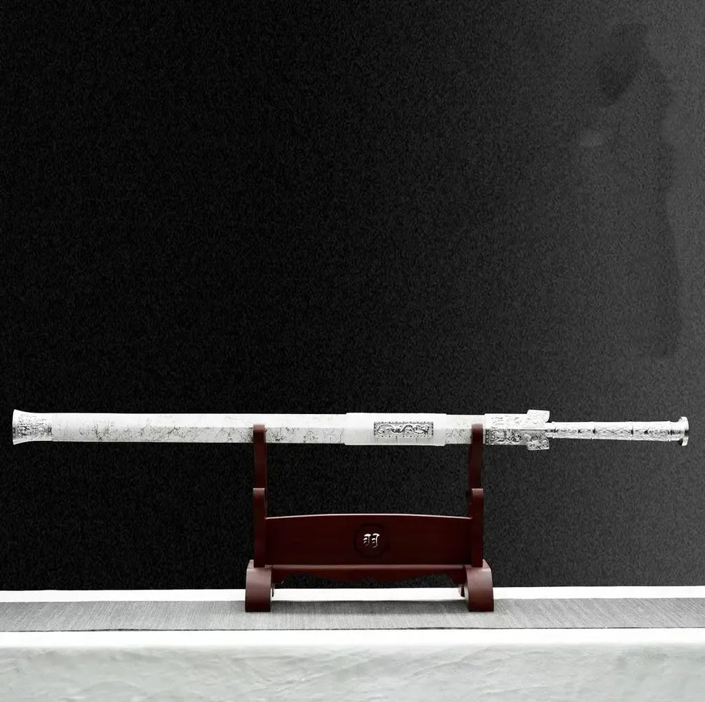 Xuanhong one-piece 65 manganese steel unsharpened katana-style collectible sword with solid wood and leather scabbard, 103cm overall