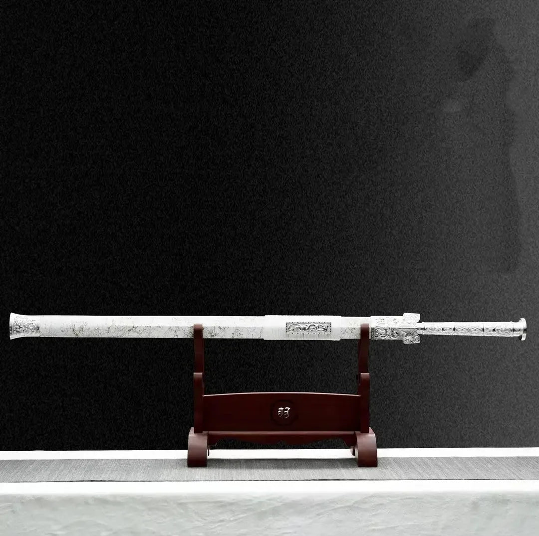 Xuanhong one-piece 65 manganese steel unsharpened katana-style collectible sword with solid wood and leather scabbard, 103cm overall