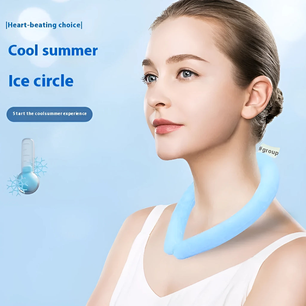 PVC cooling neck hanging ice ring for outdoor sports heatstroke prevention in blue colour