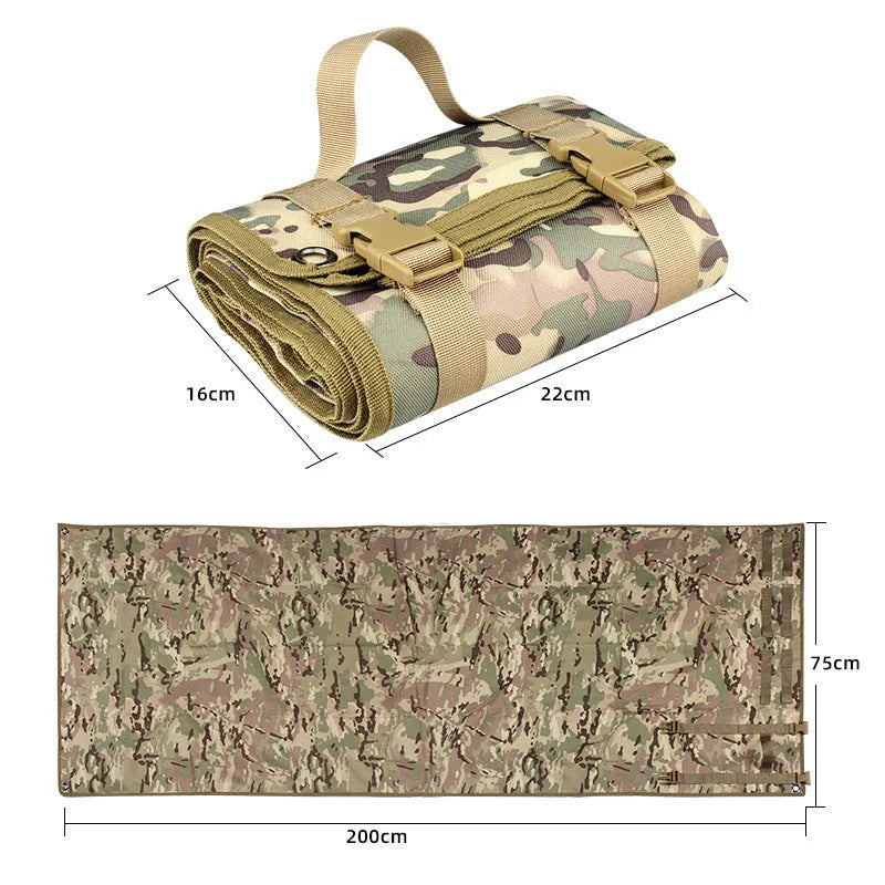 Tactical shooting mat in army green, waterproof Oxford cloth, 200 x 75cm single person size for prone shooting