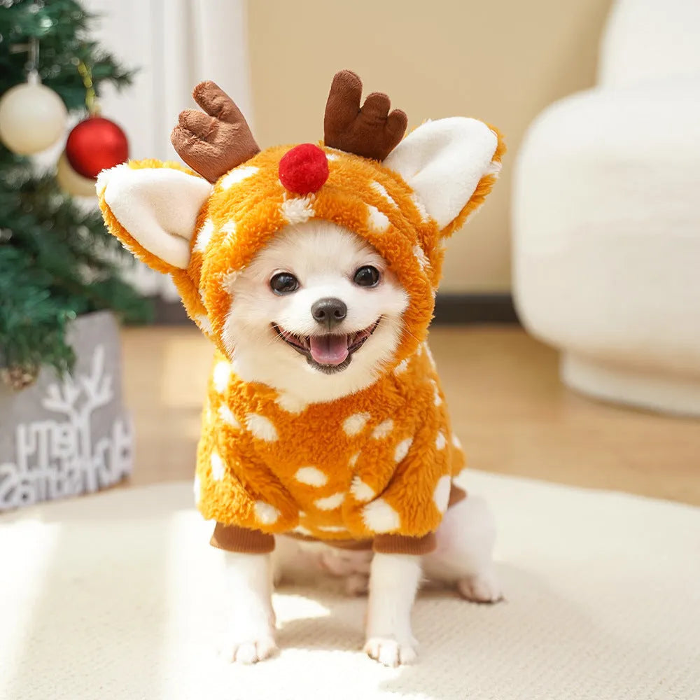 Elk antler Christmas costume for medium-sized dogs with fleece lining in six available sizes