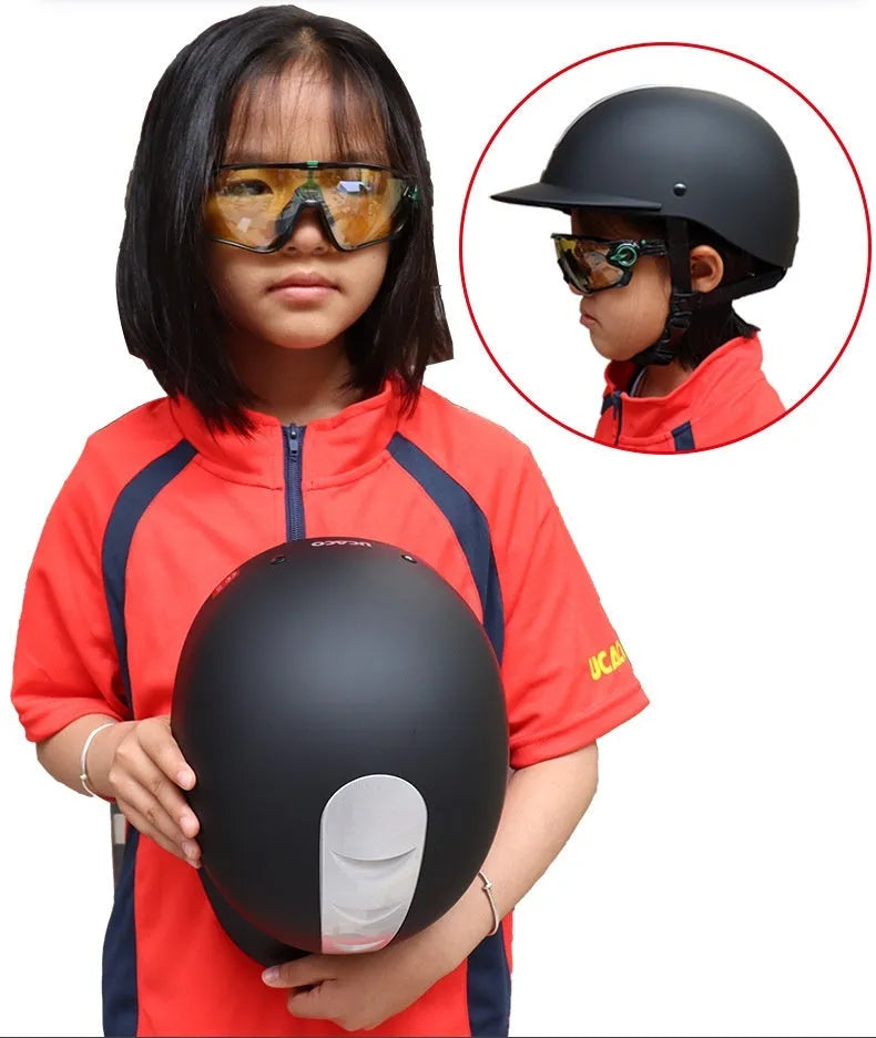 Super light equestrian helmet in bright black, silver pink, white orange, or silver black colour